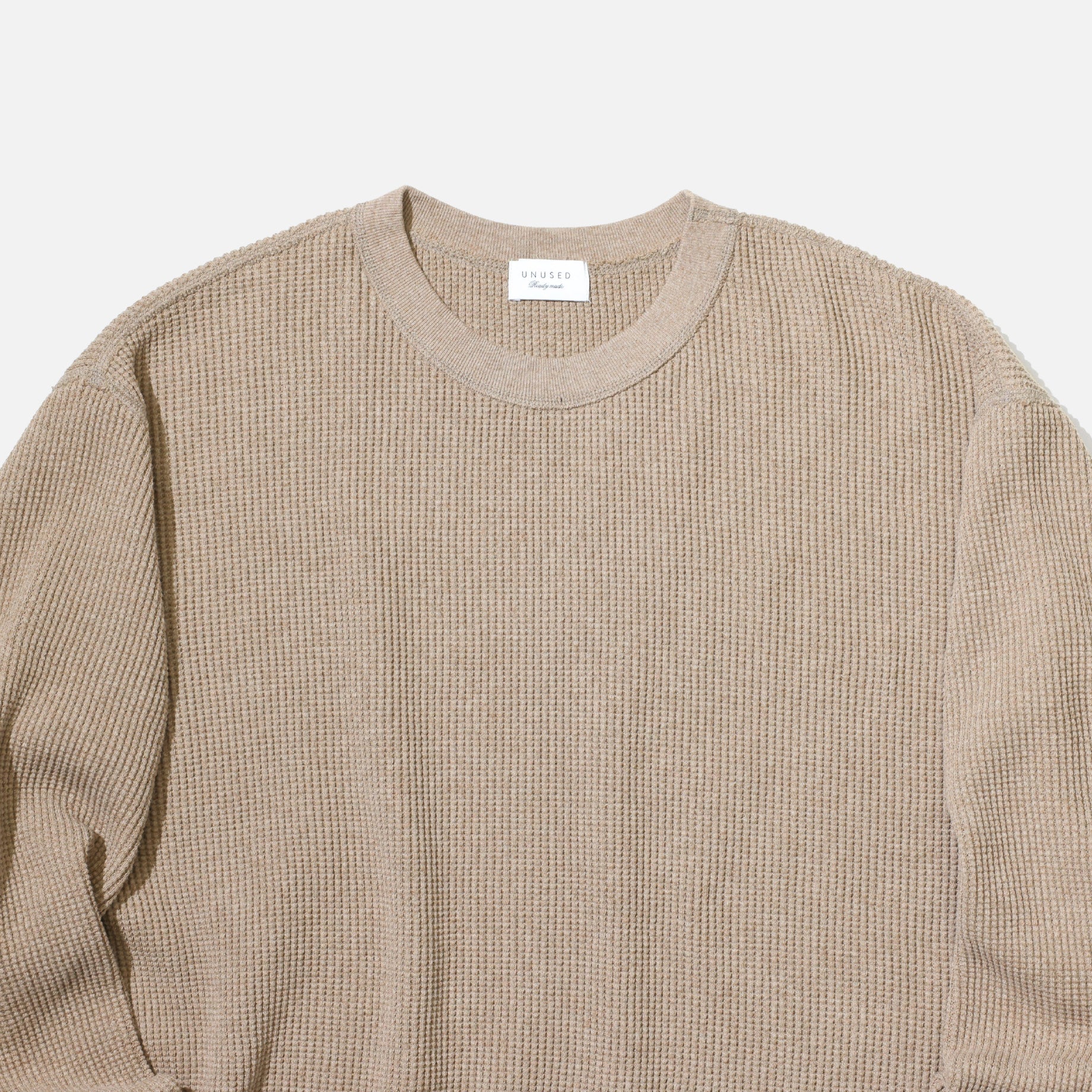 LONG-SLEEVE WAFFLE T-SHIRT（BEIGE）