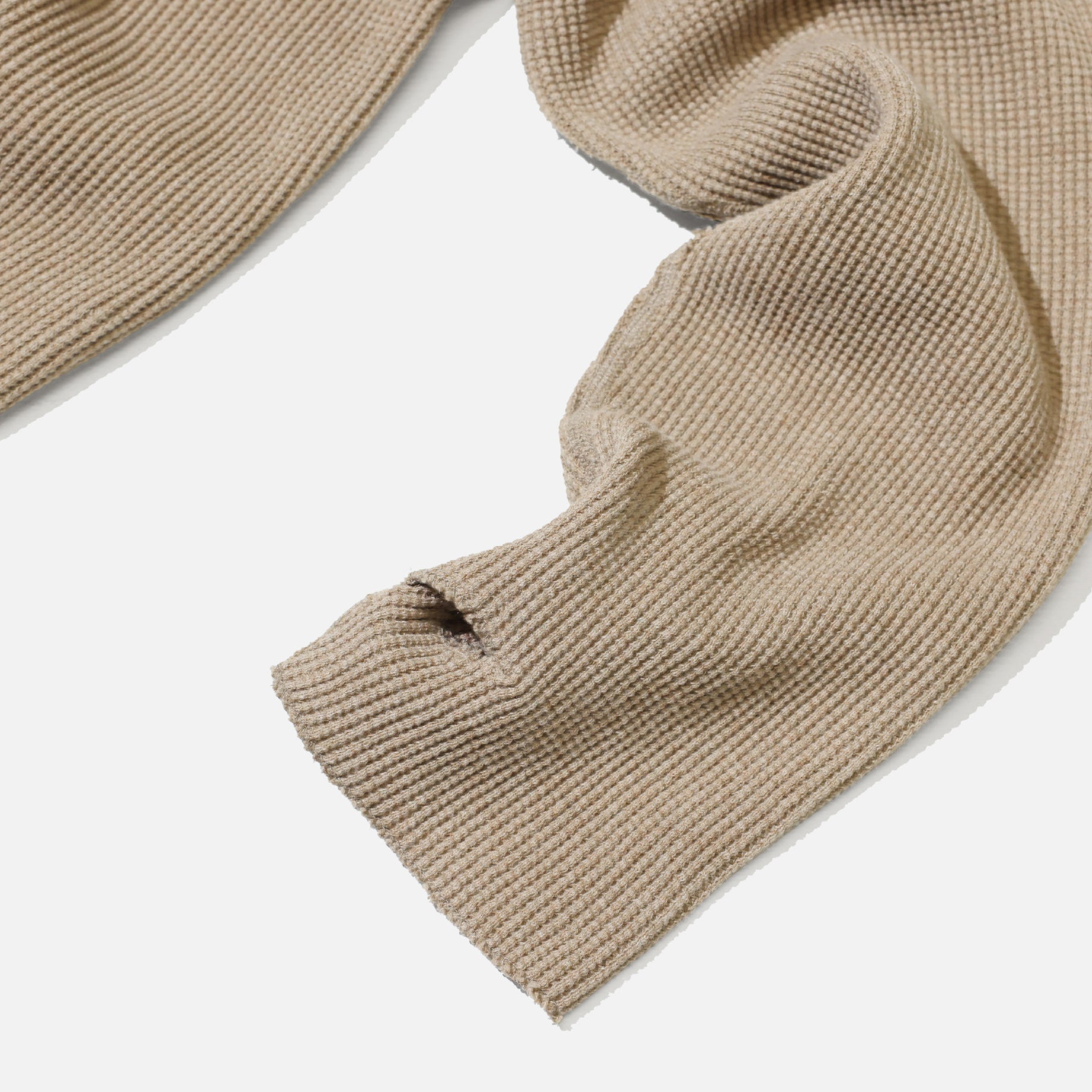 LONG-SLEEVE WAFFLE T-SHIRT（BEIGE）