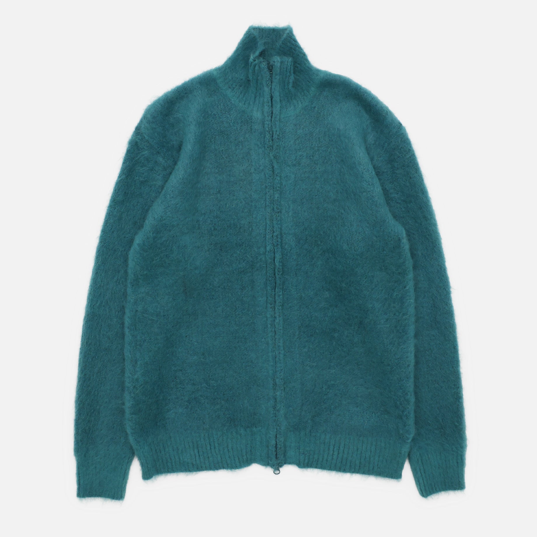 ZIPPED MOHAIR CARDIGAN - SOLID（EMERALD）