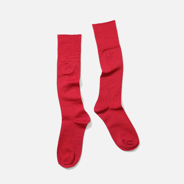 MONOGRAM STITCH RIBBED SOCKS （RED）