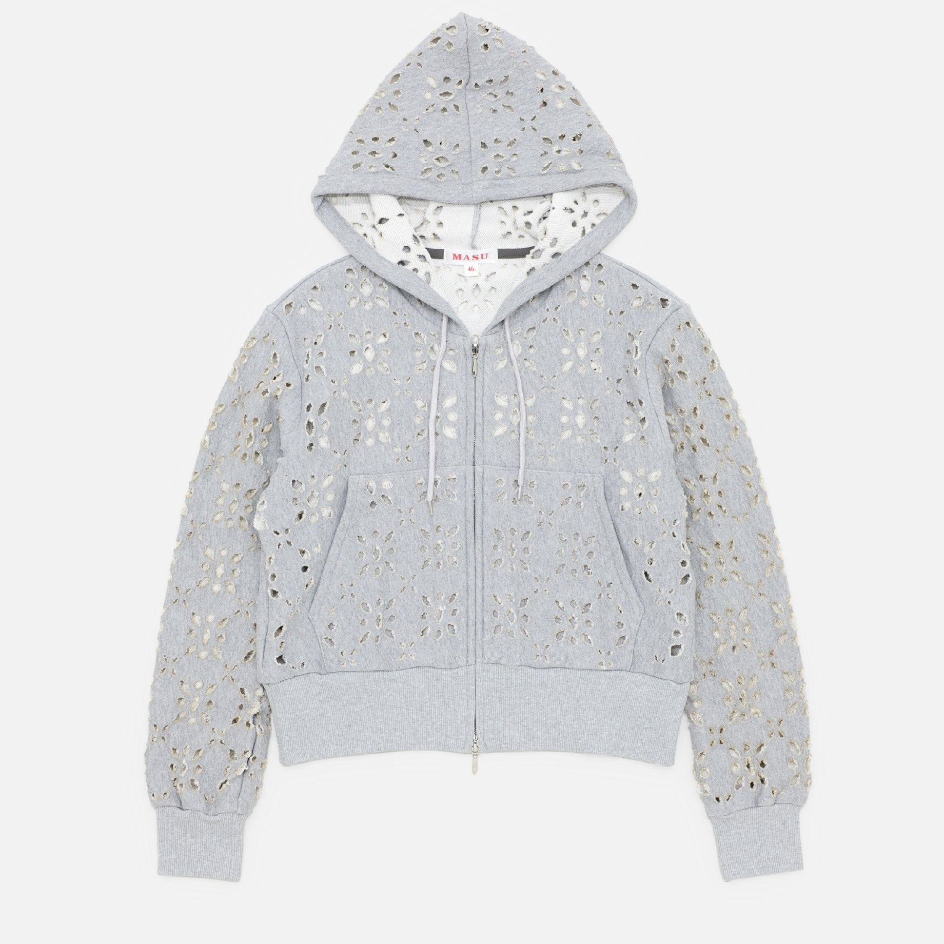 FLOWER HOLE ZIP-UP SWEAT PARKA（GRAY）