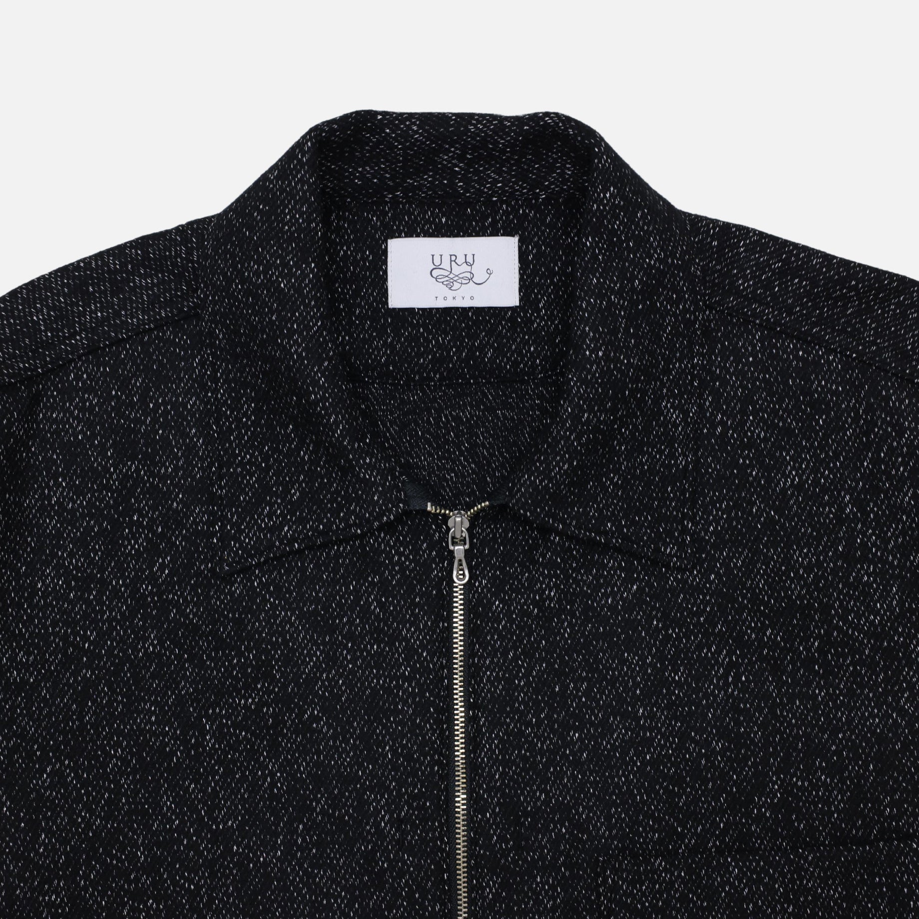 WOOL SILK - HALF ZIP L/S SHIRTS（BLACK）