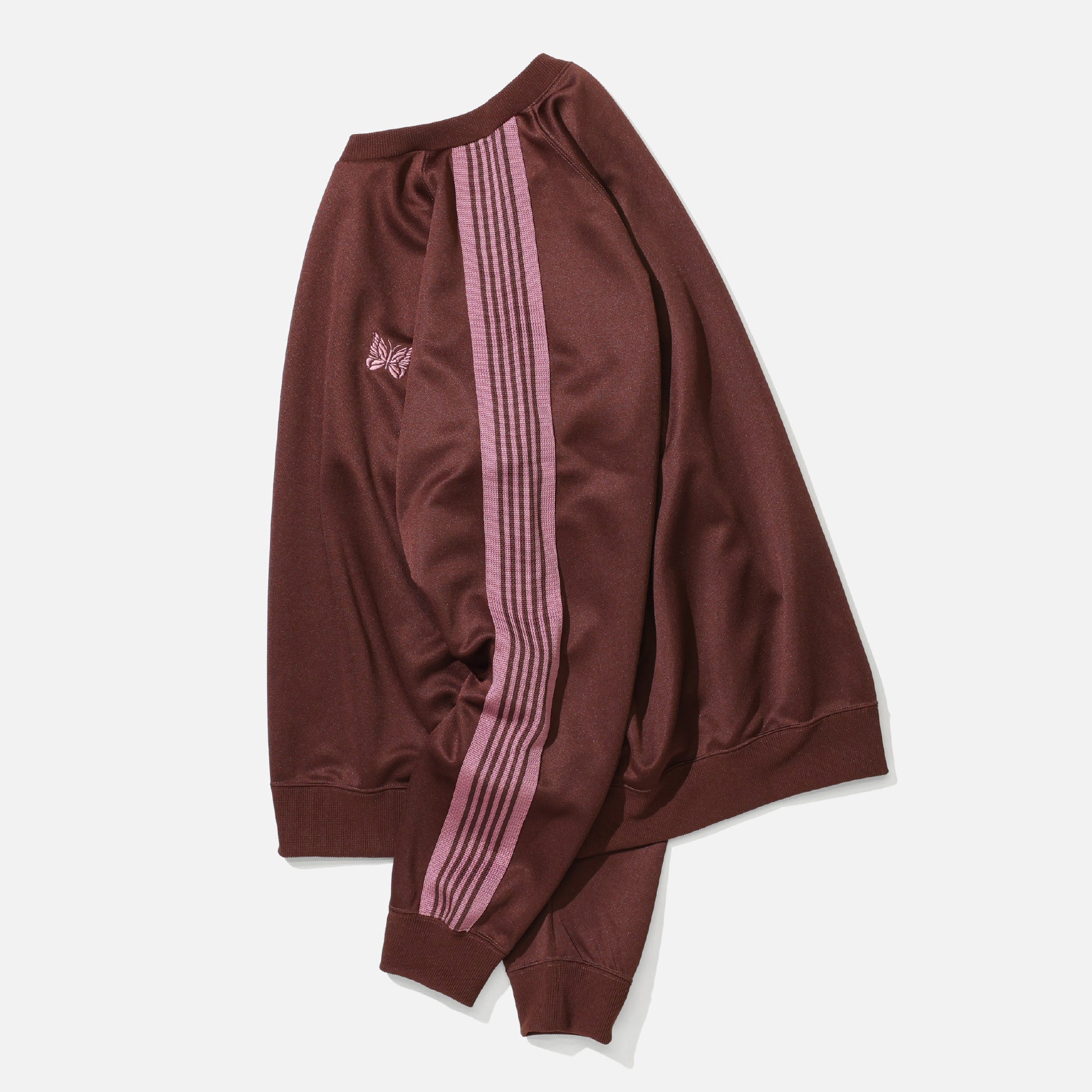 TRACK CREW NECK SHIRT - POLY SMOOTH（BROWN）