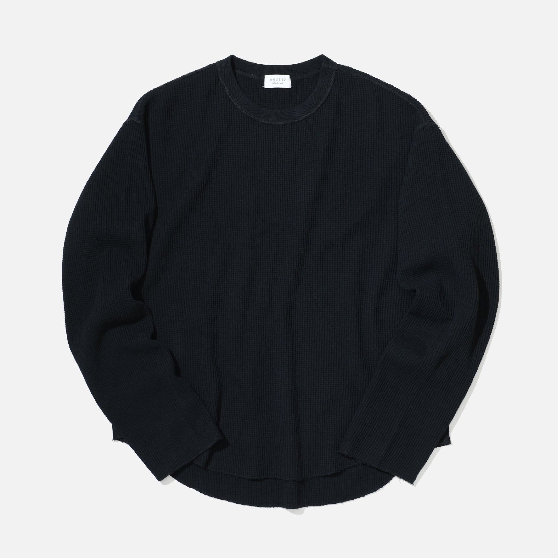 LONG-SLEEVE WAFFLE T-SHIRT（BLACK）