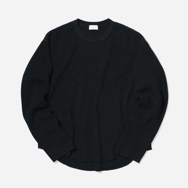 LONG-SLEEVE WAFFLE T-SHIRT（BLACK）