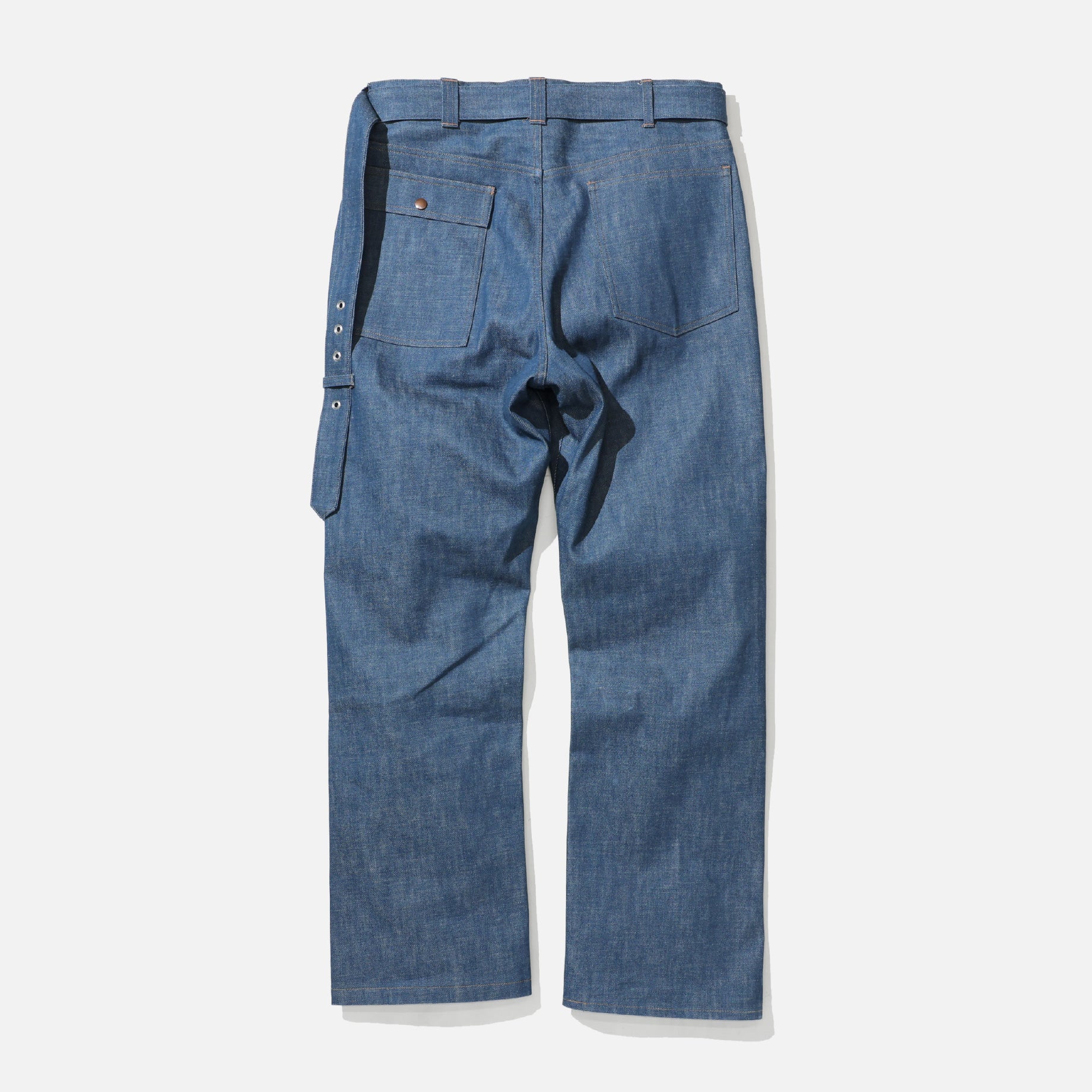 ASYMMETRY DESIGN WIDE BOOT CUT PANTS（INDIGO DENIM