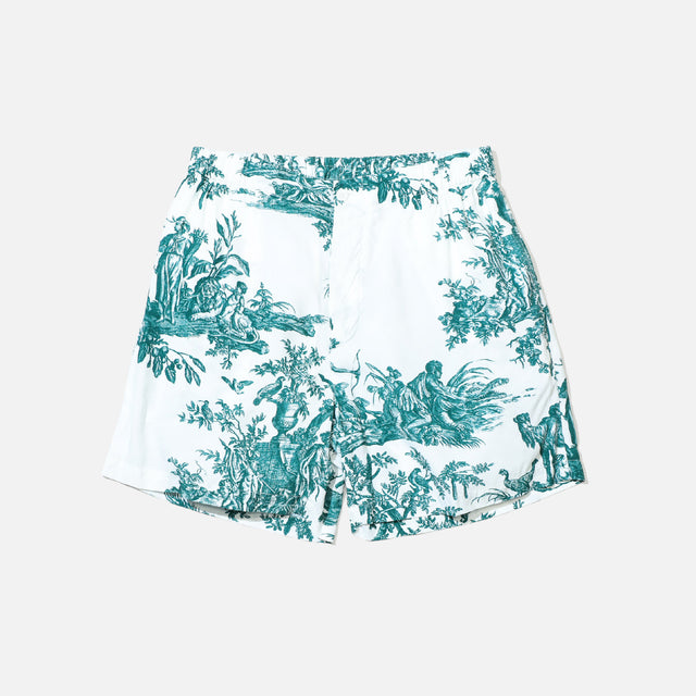 4 CONTINENTS PRINT SHORTS （WHITE × GREEN）