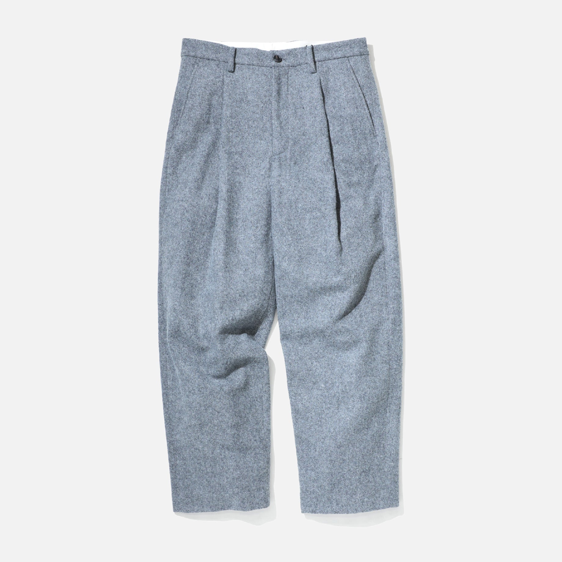 WOOL LIGHT TWEED - 1TUCK PANTS （M.GRAY）