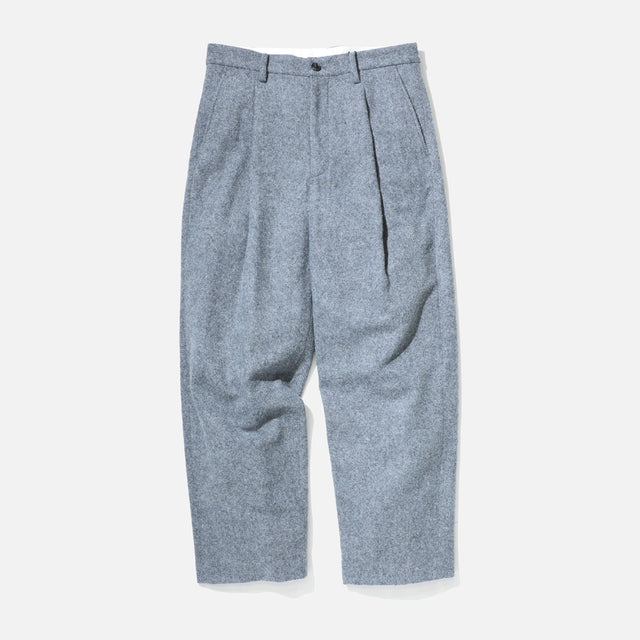 WOOL LIGHT TWEED - 1TUCK PANTS （M.GRAY）