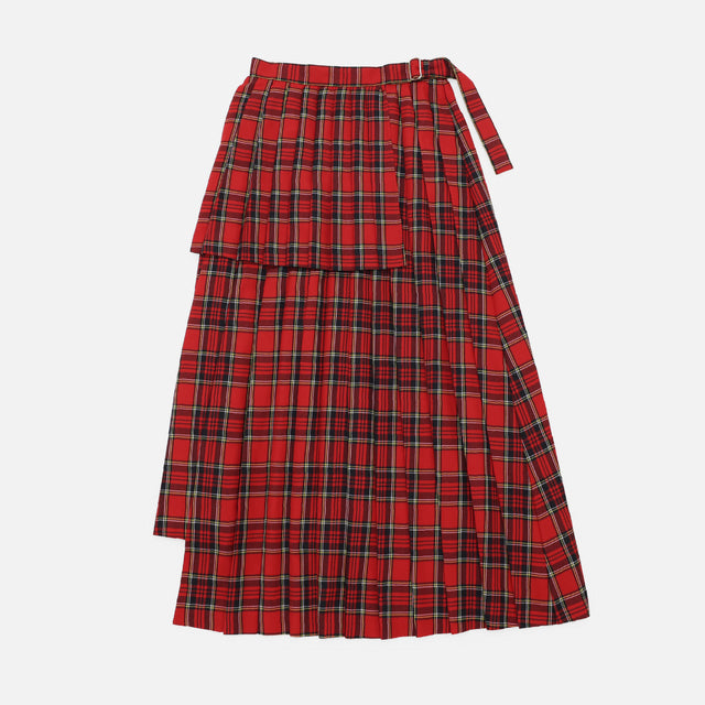 VARIATION PLEATS SKIRT - TARTAN（RED）