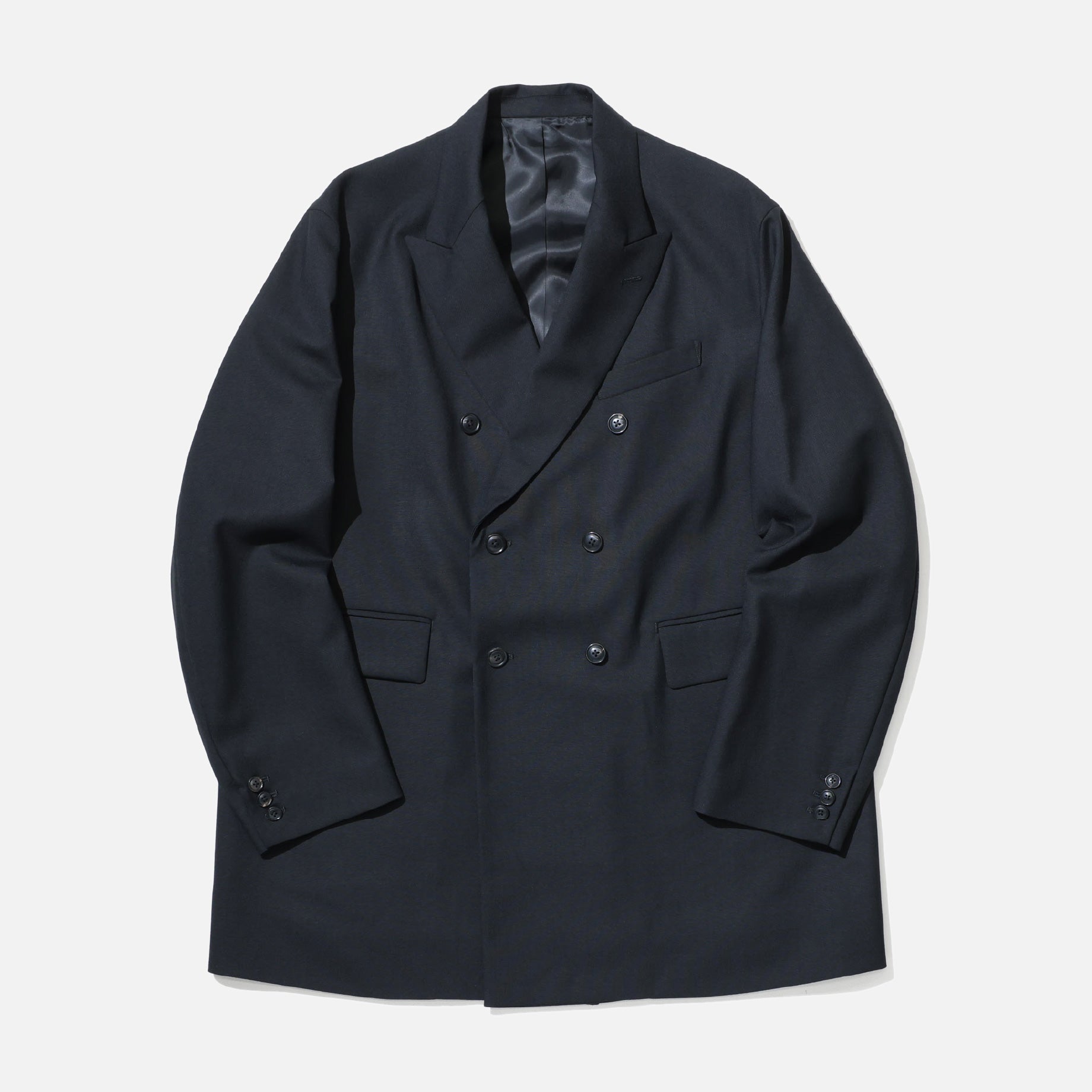 WOOL MAD CLOTH - DOUBLE BREASTED JACKET （BLACK）