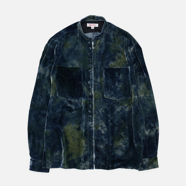 VELVET ZIP-UP SHIRTS（EMERALD）