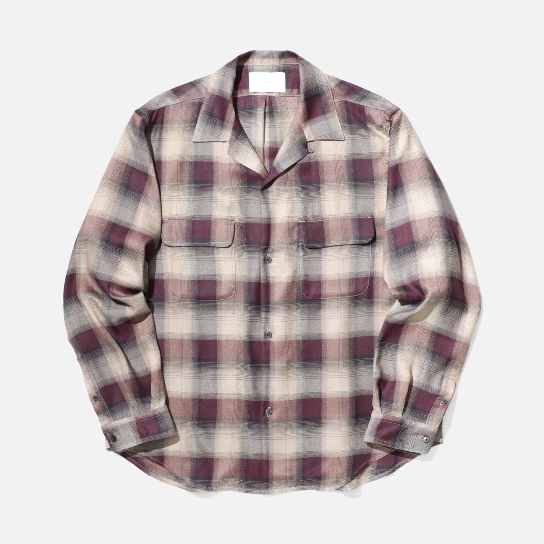 PLAID OPEN COLLAR SHIRTS （WINE RED）