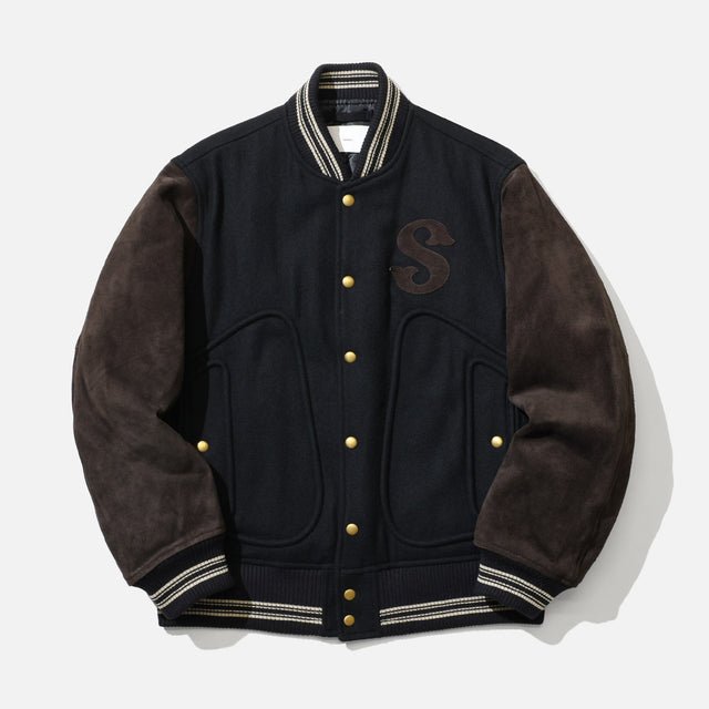 LEATHER STUDIUM JACKET （BLACK × BROWN）