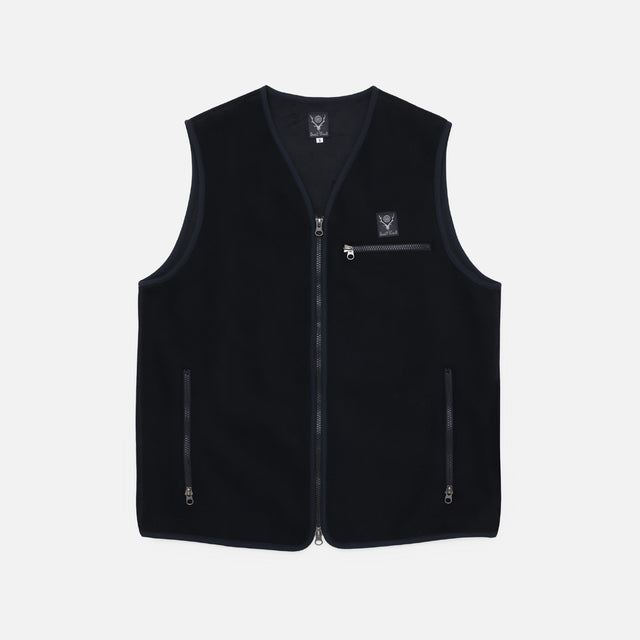 PIPING VEST - POLY FLEECE（BLACK）