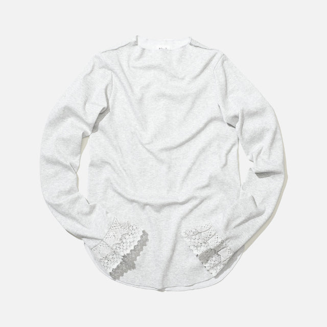 RIBBED LACE CUFF PULLOVER TEE （GREY）