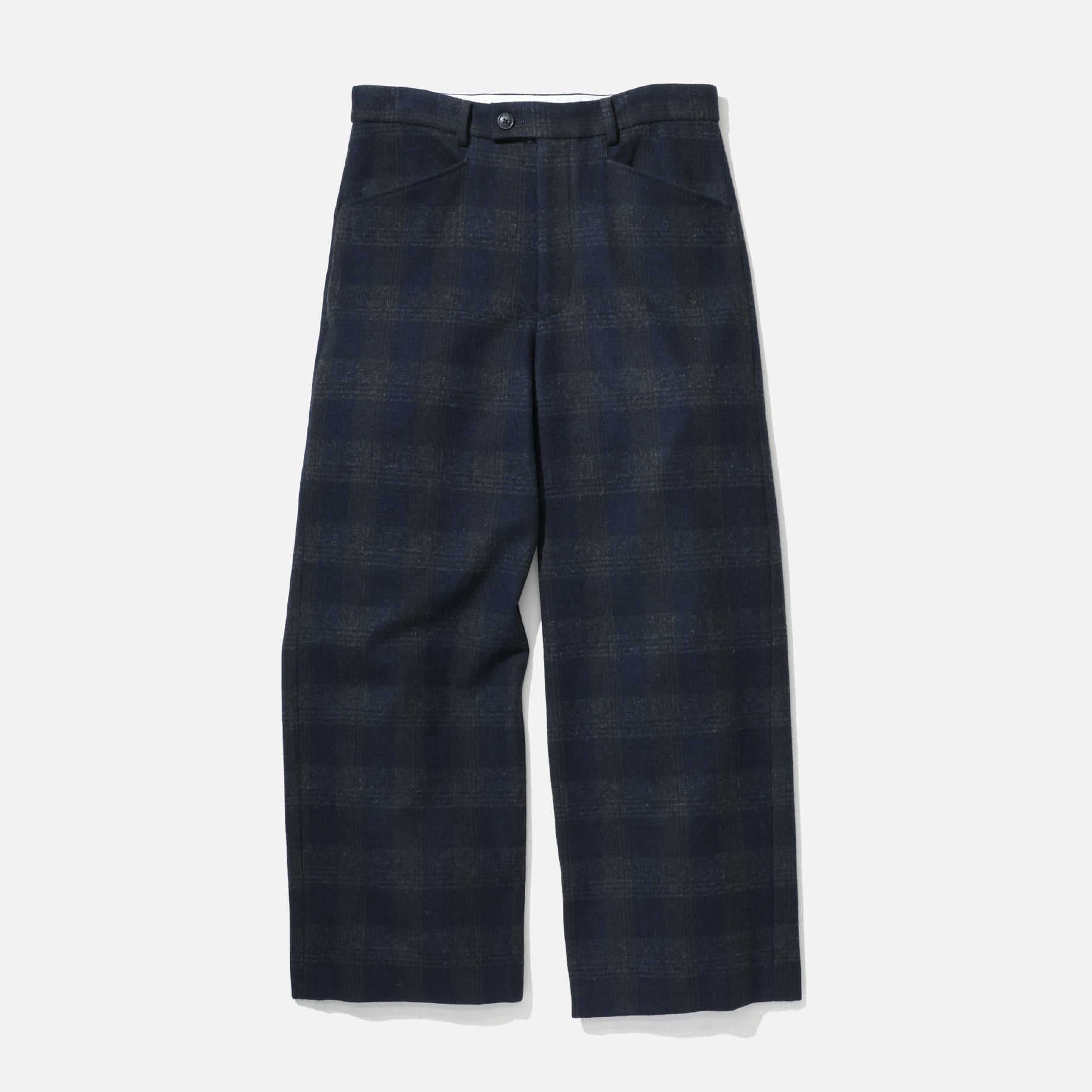 WOOL GLENCHECK - WIDE PANTS （D.NAVY）