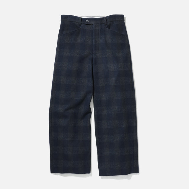 WOOL GLENCHECK - WIDE PANTS （D.NAVY）