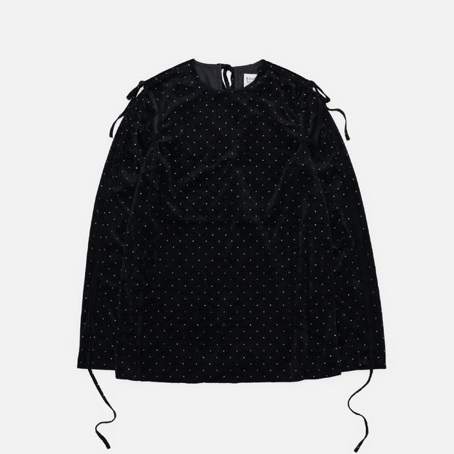 CUT OUT RIBBON SMOCK - GLITTER VELOUR（STAR）
