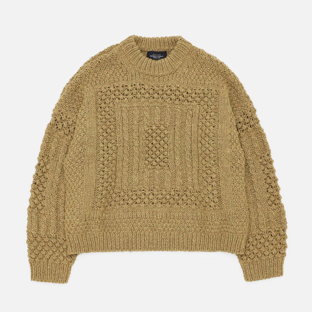 HAND KNITTED MOCK NECK SWEATER（CAMEL）