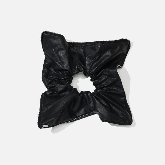 FAUX LEATHER STUDDED SCRUNCHIE-MEDIUM（BLACK）