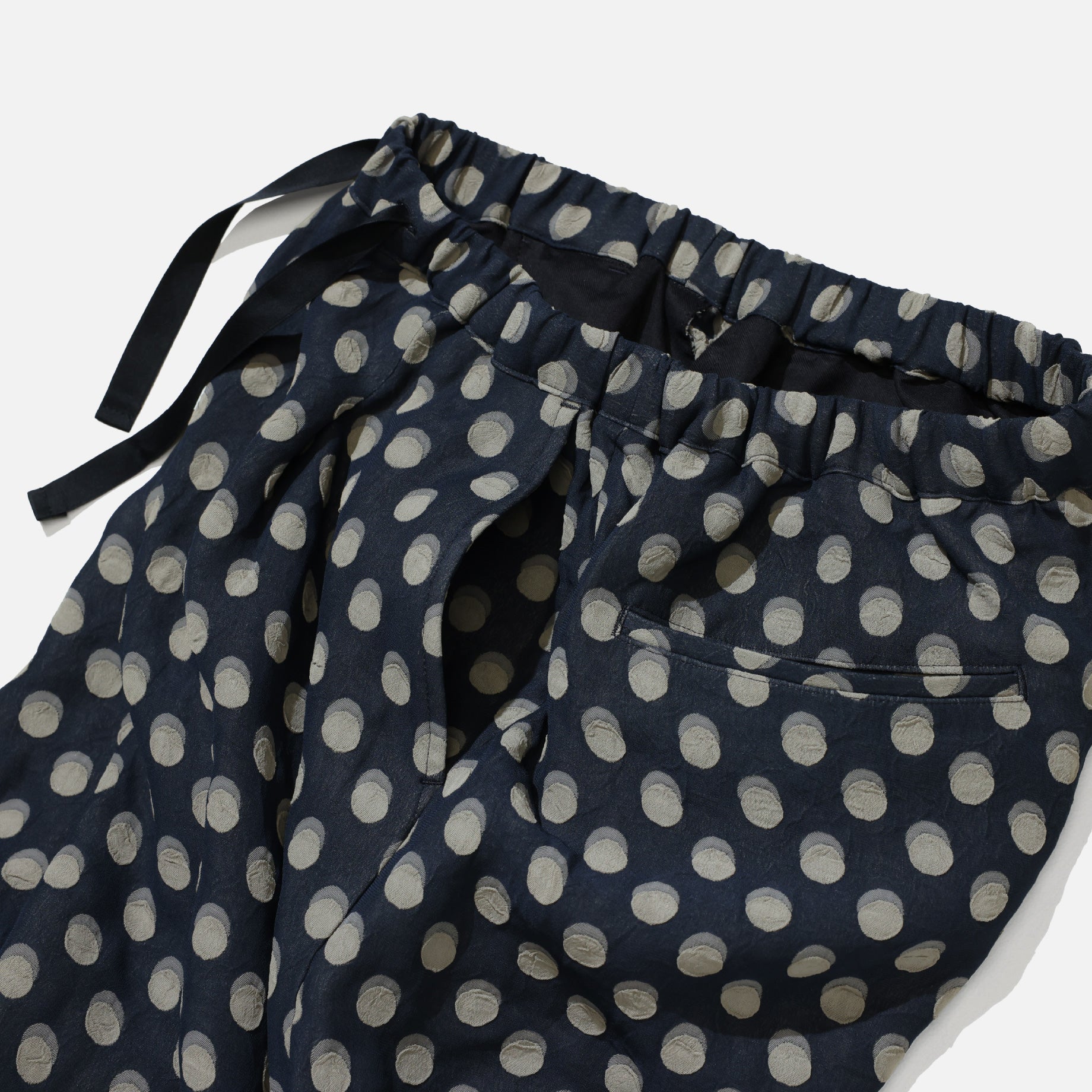 STRING BUGGY PANT - POLKA DOT JACQUARD（NAVY）