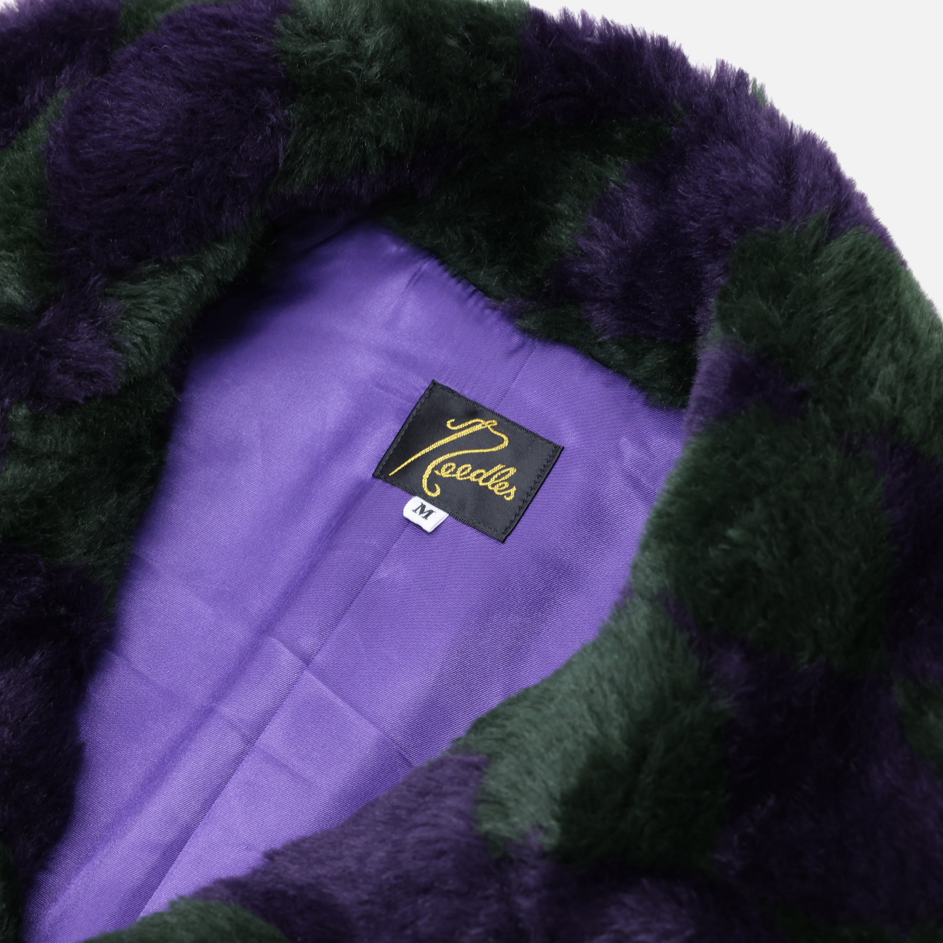 PEA COAT - ACRYLIC FUR / ARGYLE（GREEN × PURPLE）