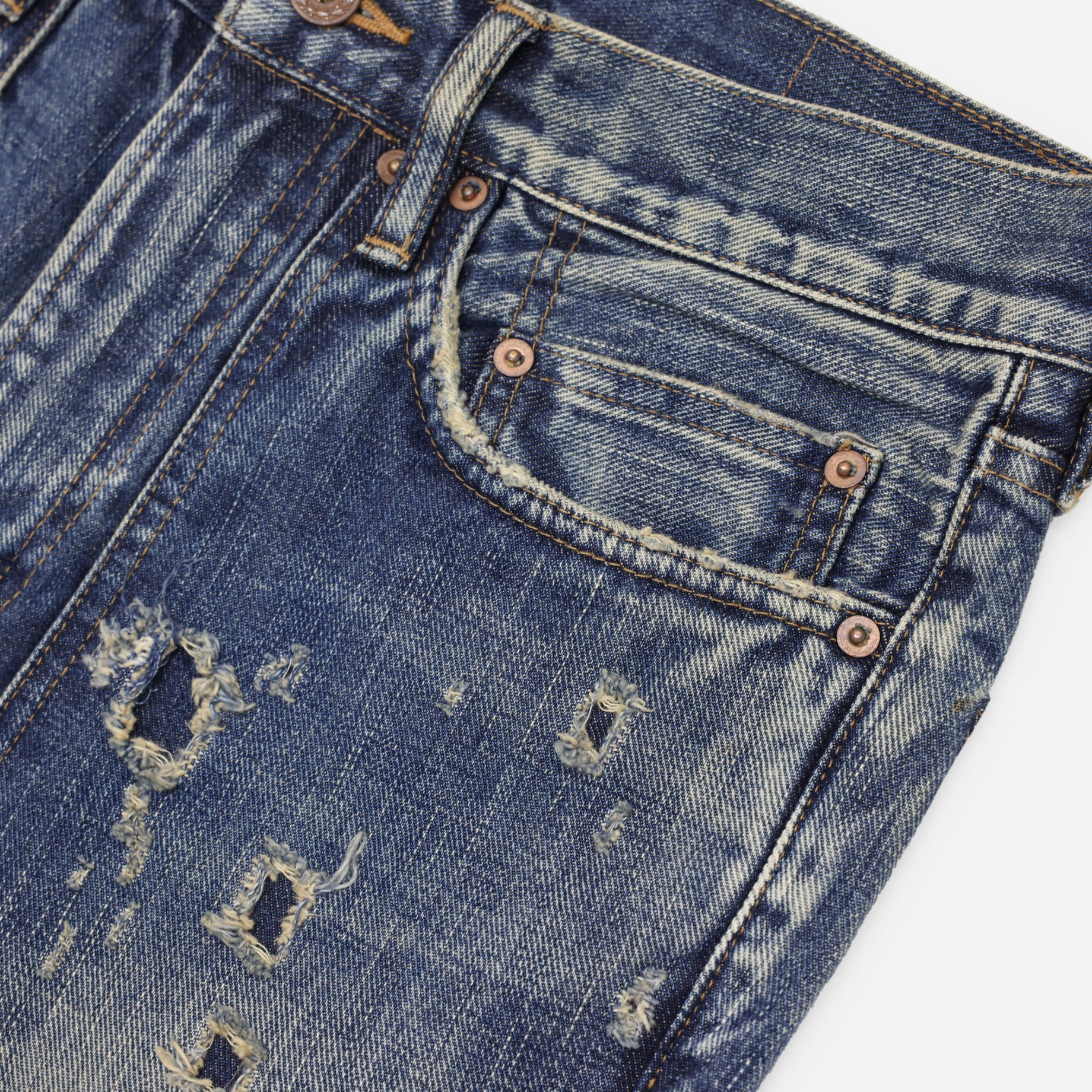 FADED MODERN WESTERN FLARED TROUSERS（FADED INDIGO）