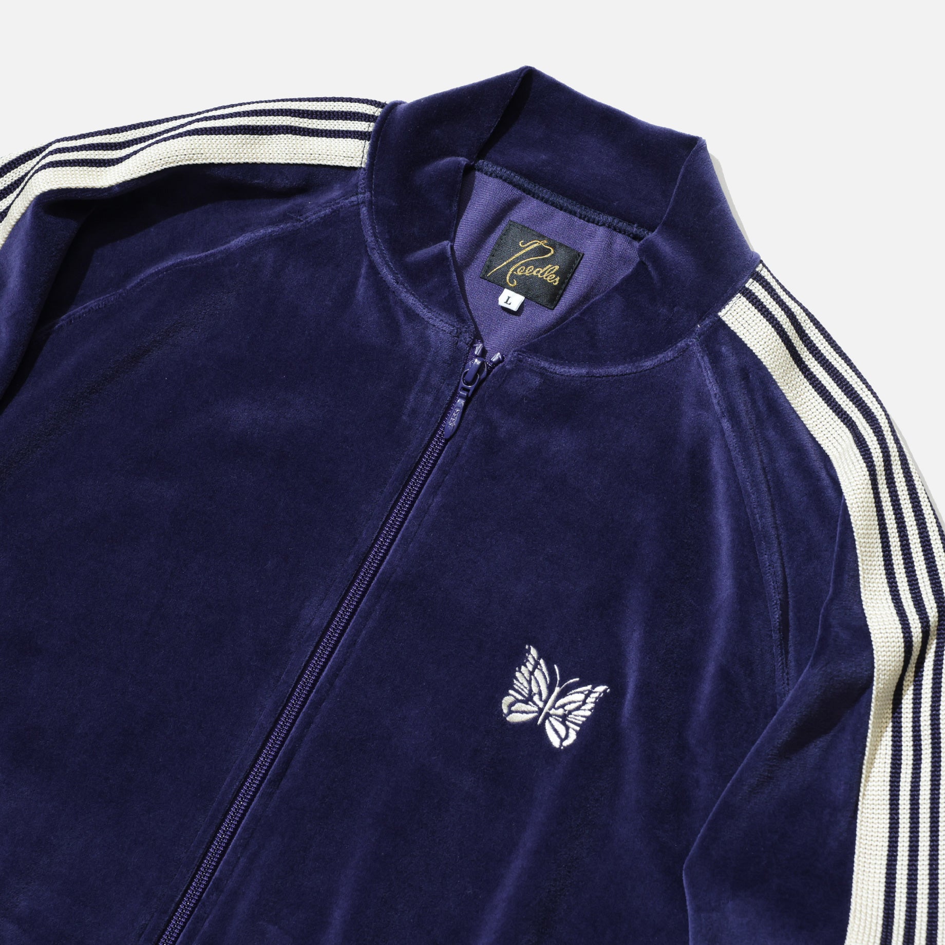 RIB COLLAR TRACK JACKET - C/PE VELOUR （NAVY） – UNEVEN HUB