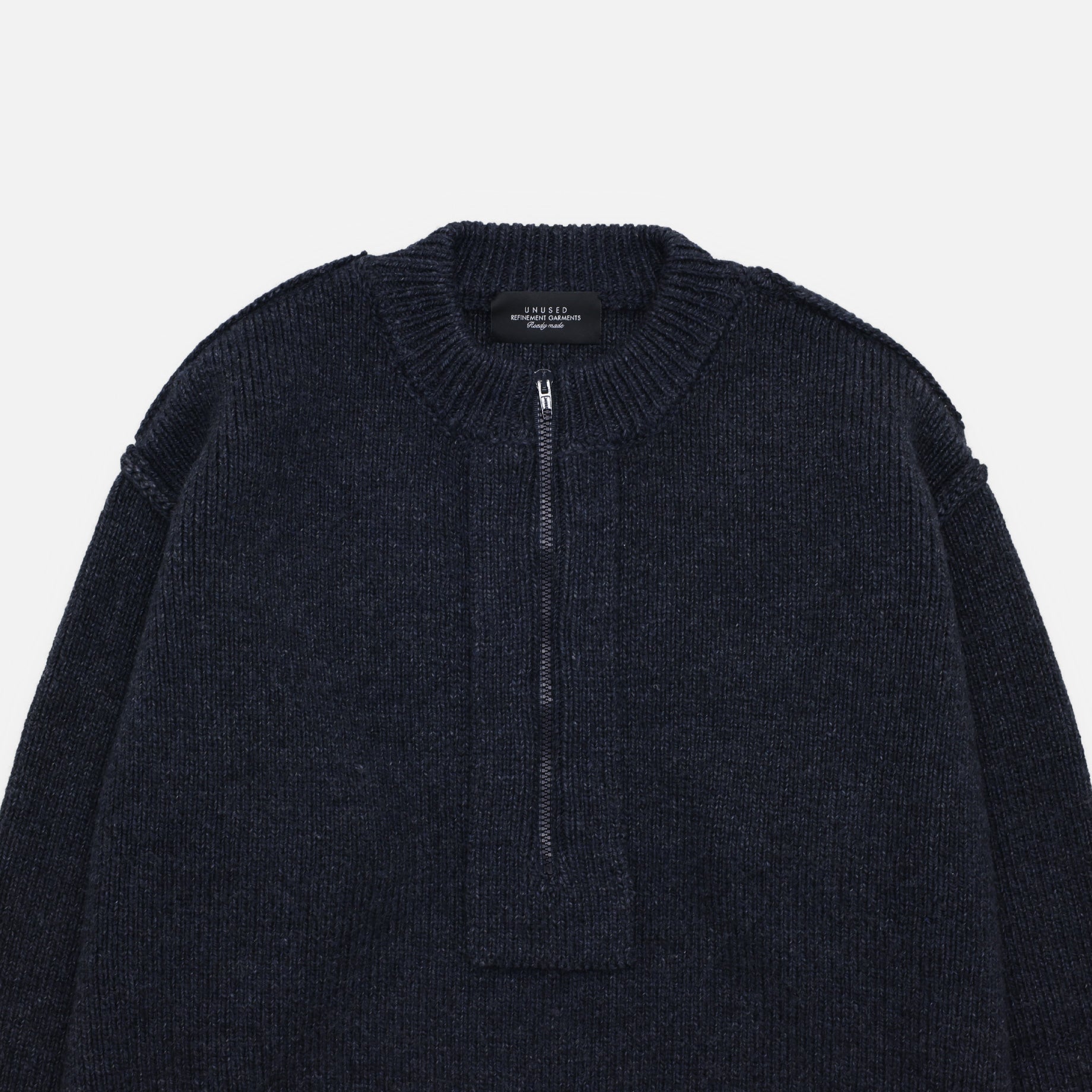 ZIP UP PULLOVER KNIT（CHARCOAL BLACK）