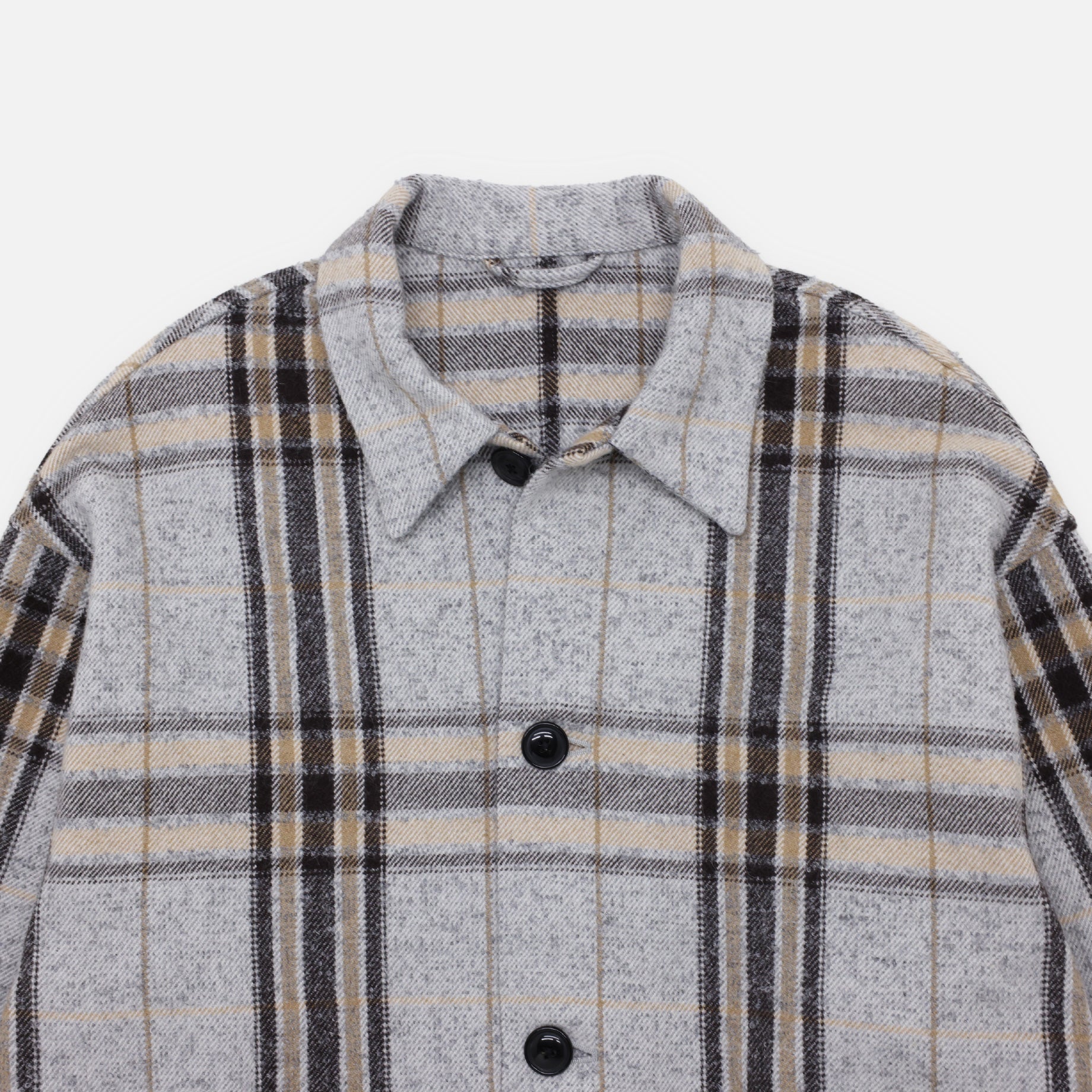 WOOL ALPACA CHECK - COVERALL JACKET（GRAY）