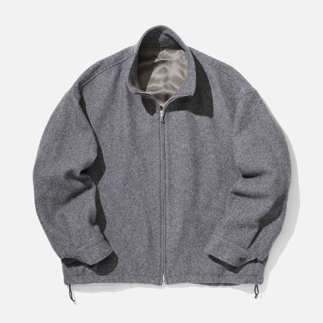 WOOL LIGHT TWEED - ZIP UP BLOUSON （BROWN）