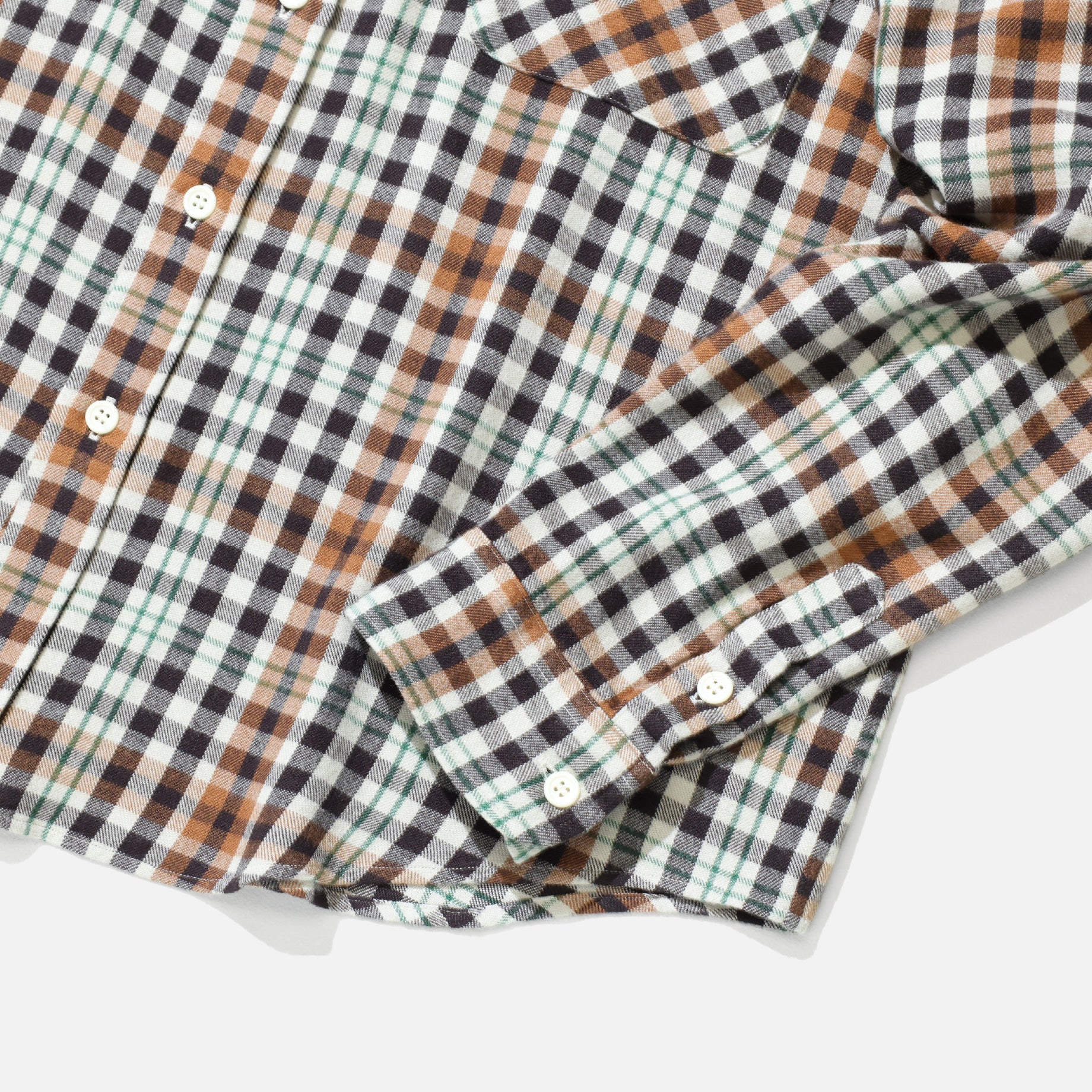 RAYON CHECK SHIRT（BEIGE × BROWN）