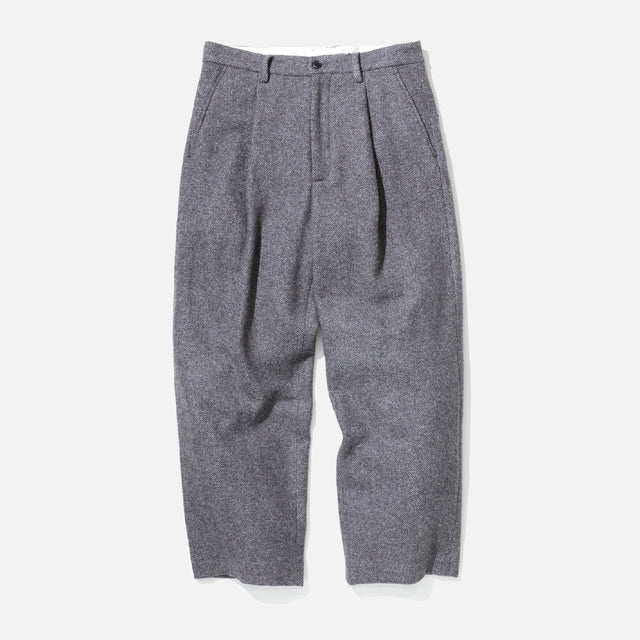 WOOL LIGHT TWEED - 1TUCK PANTS （BROWN）