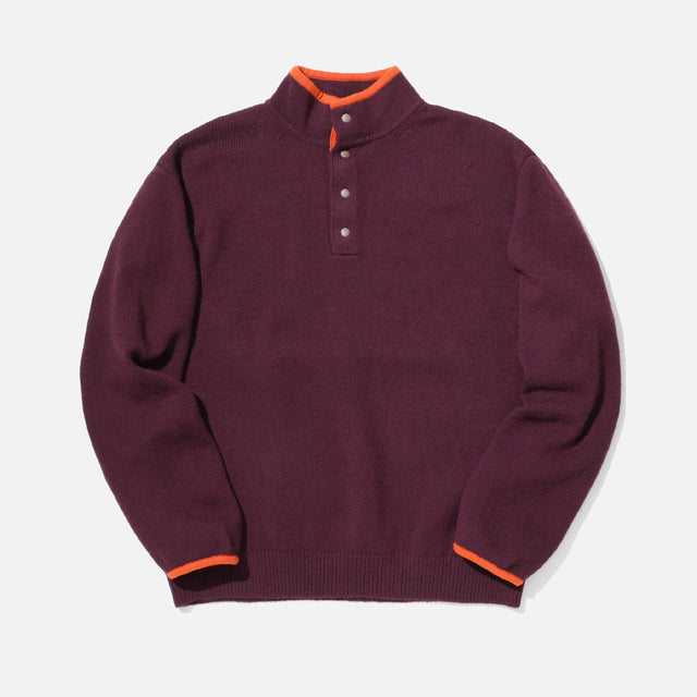 5G WOOL PULLOVER KNIT （BURGUNDY）