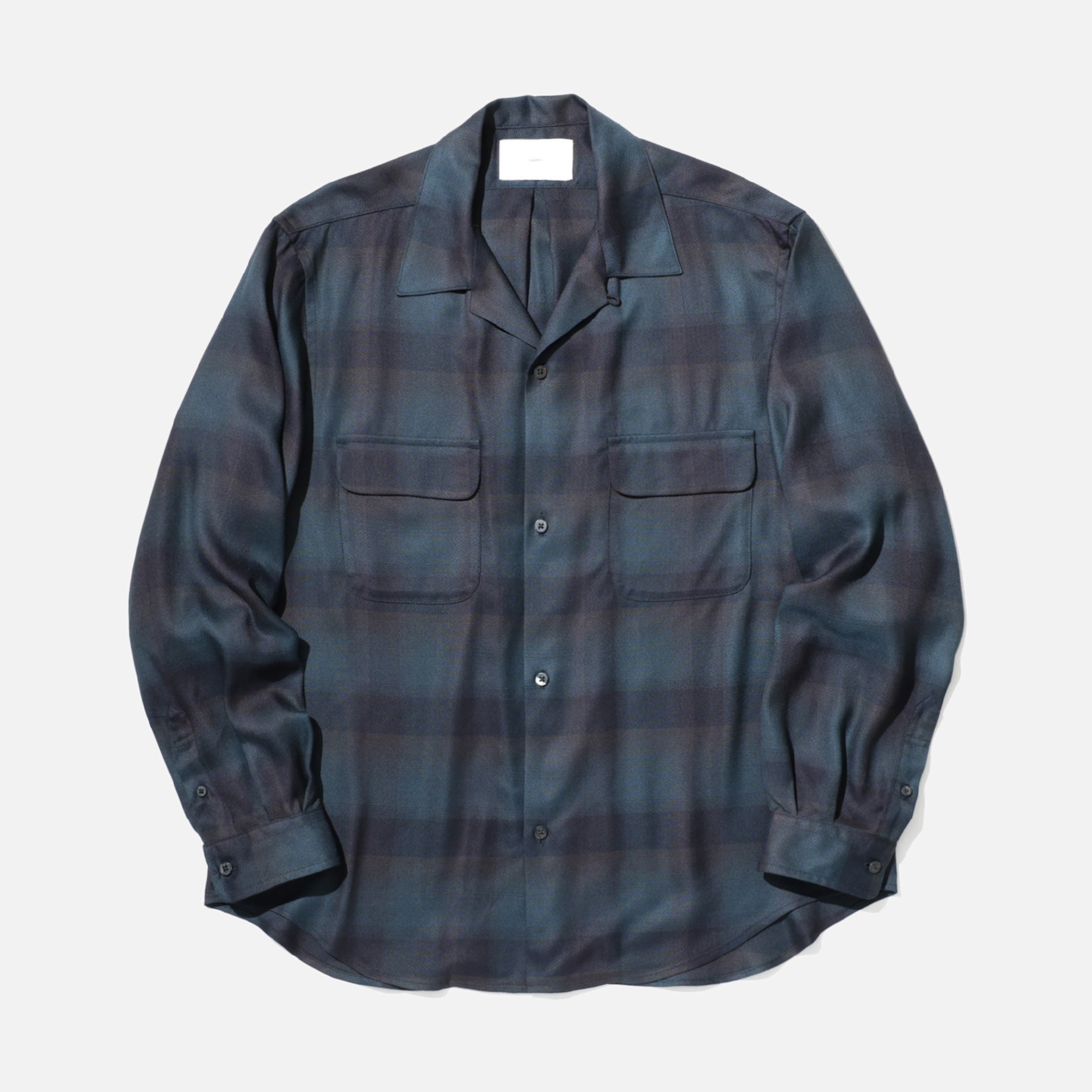PLAID OPEN COLLAR SHIRTS （DEEP GREEN）
