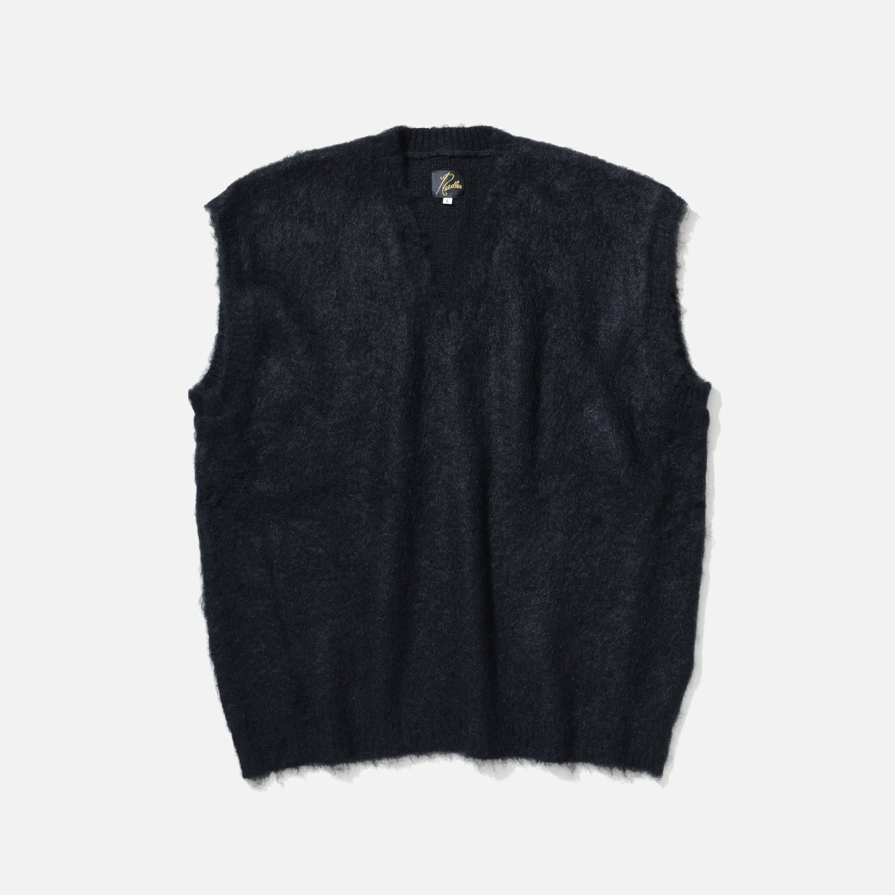 MOHAIR KNIT VEST - SOLID （BLACK）