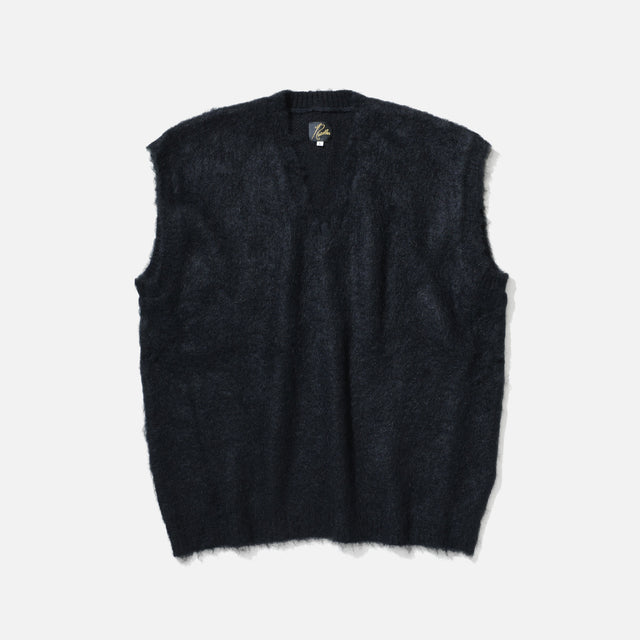 MOHAIR KNIT VEST - SOLID （BLACK）