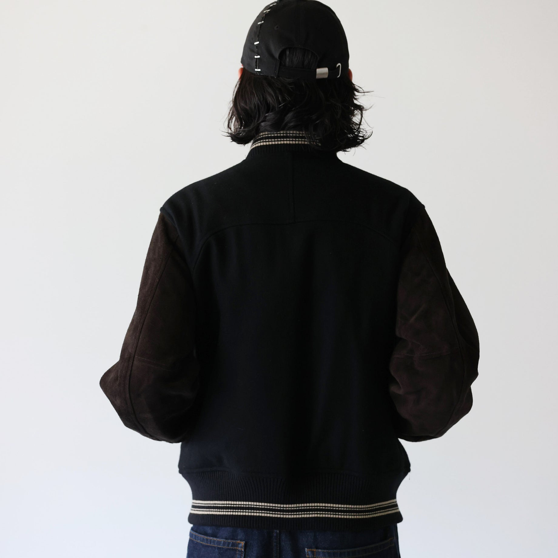 LEATHER STUDIUM JACKET （BLACK × BROWN）