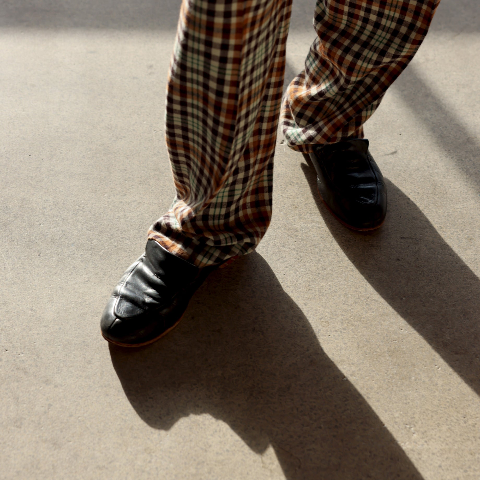 RAYON CHECK PANTS（BEIGE × BROWN）