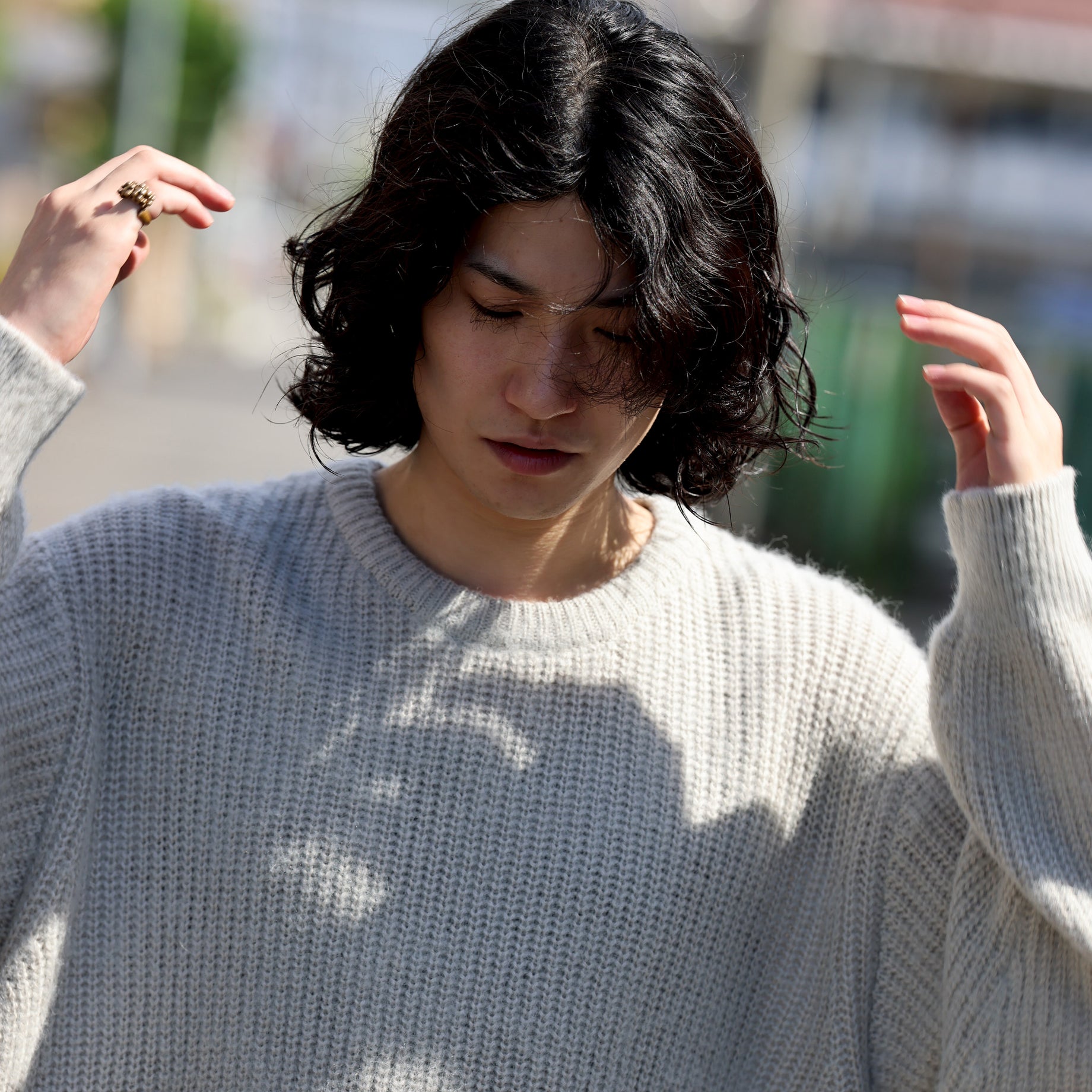 CREW NECK KNIT （L.BEIGE）