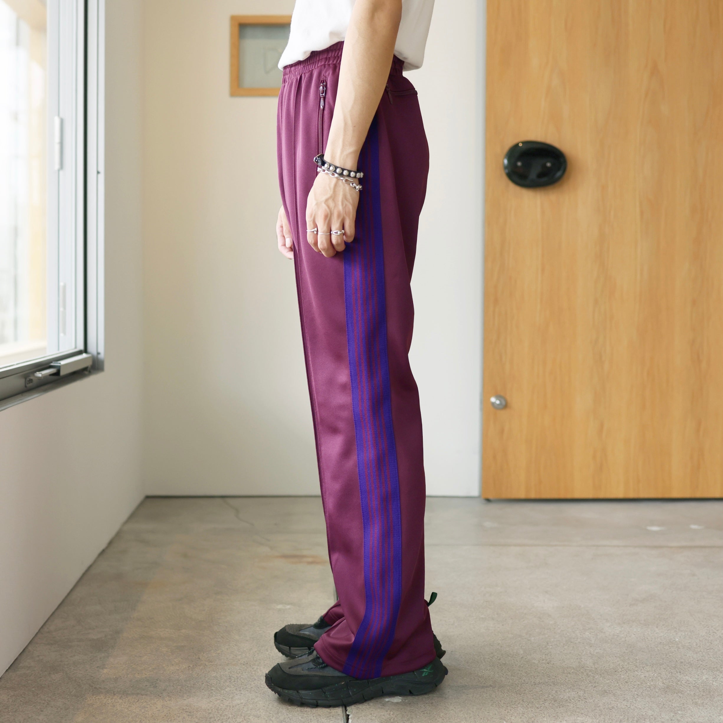 BOOT - CUT TRACK PANT - POLY SMOOTH（WINE） – UNEVEN HUB STORE