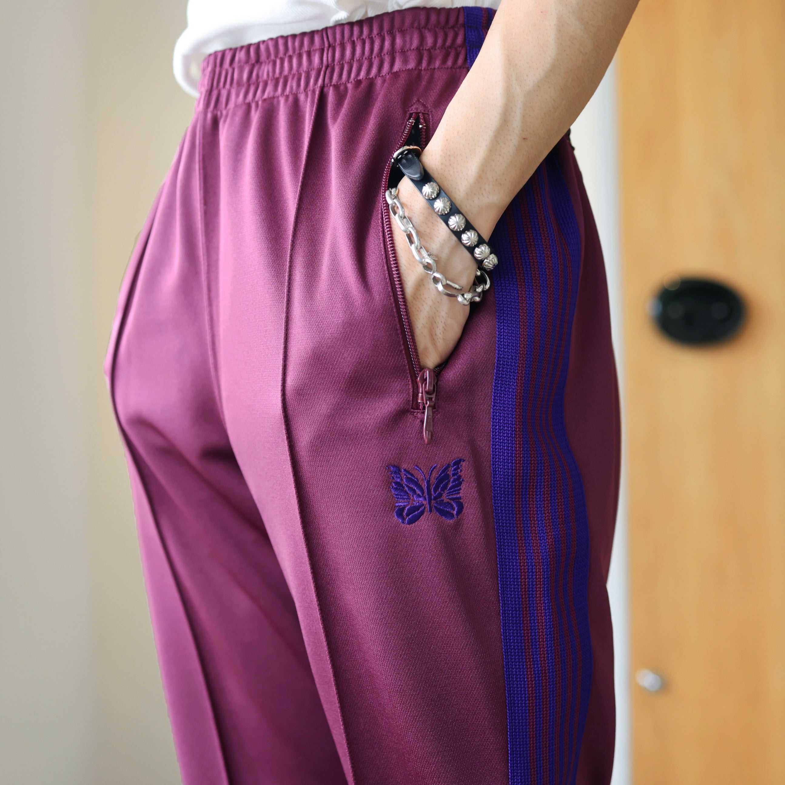 BOOT - CUT TRACK PANT - POLY SMOOTH（WINE） – UNEVEN HUB STORE