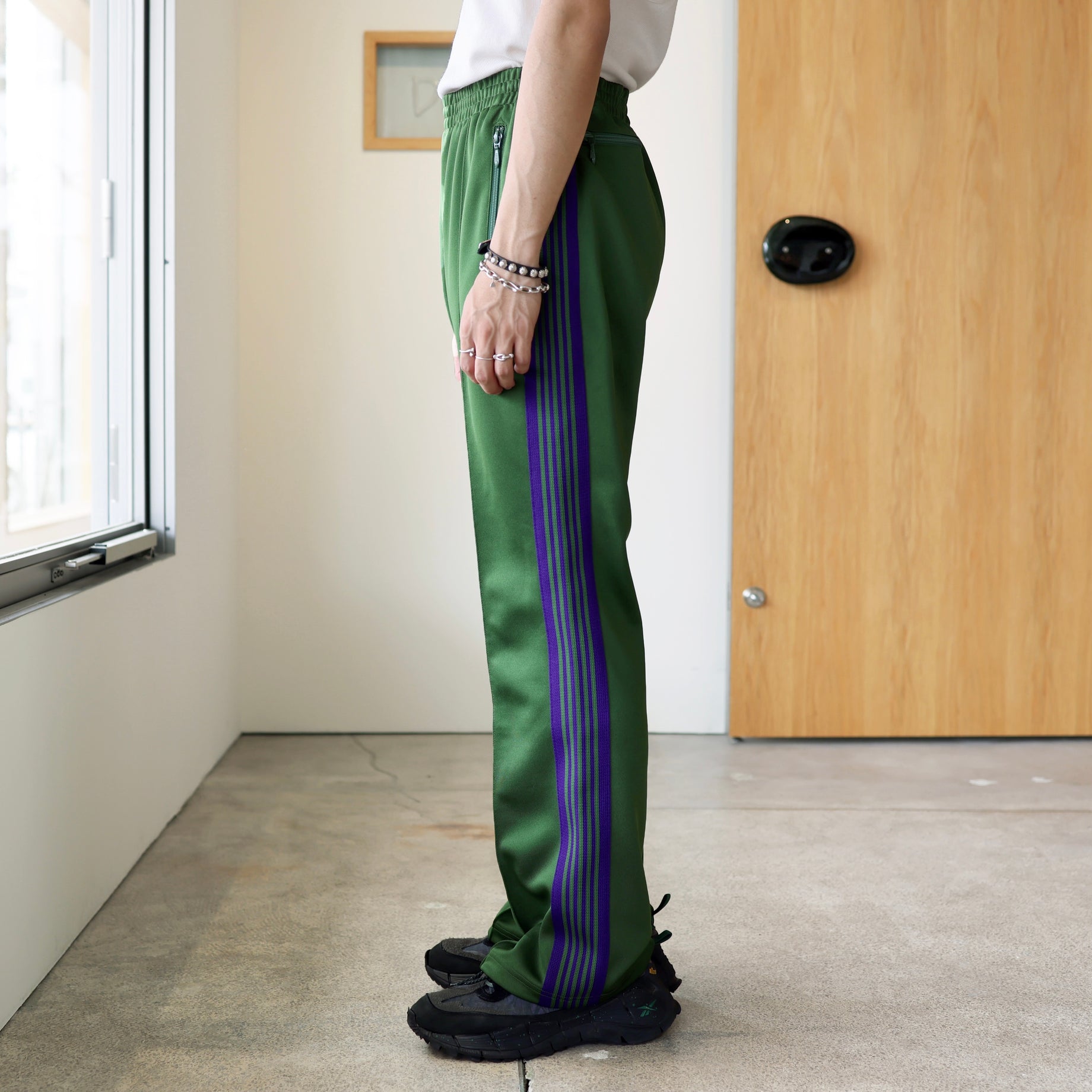BOOT - CUT TRACK PANT - POLY SMOOTH（IVY GREEN）