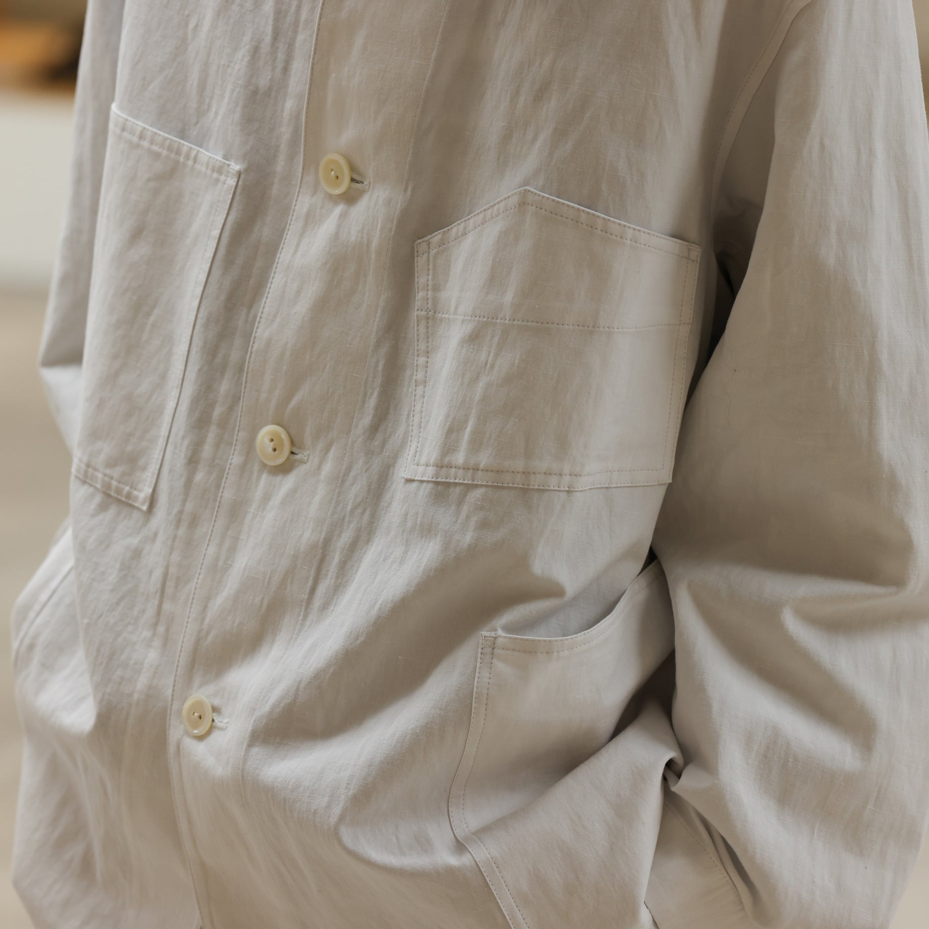 COTTON LINEN - COVERALL JACKET（IVORY）