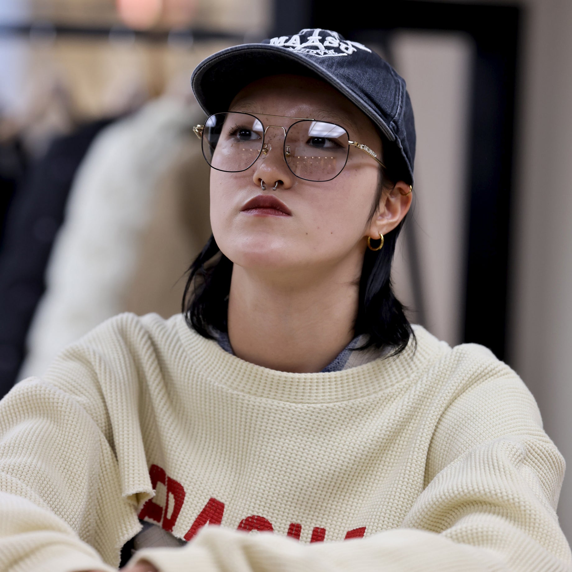 AVIATOR GLASSES WITH RHINESTONES & LOGO （GOLD）