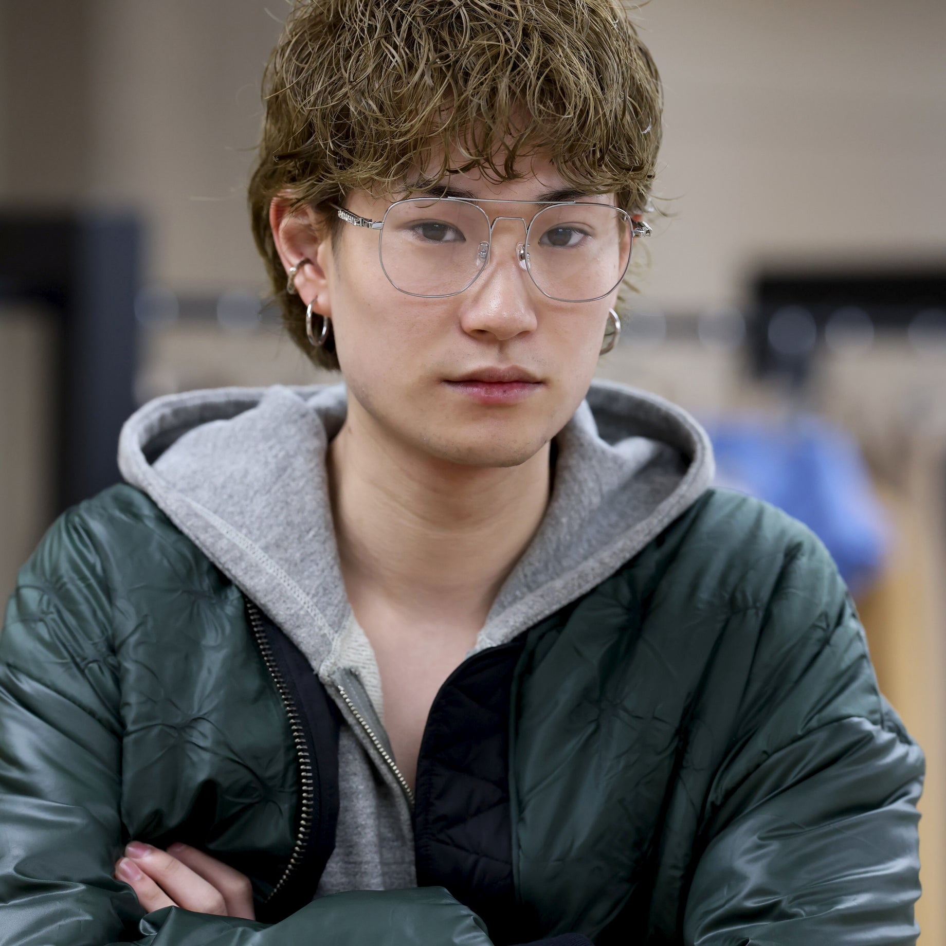 AVIATOR GLASSES WITH RHINESTONES & LOGO （SILVER）