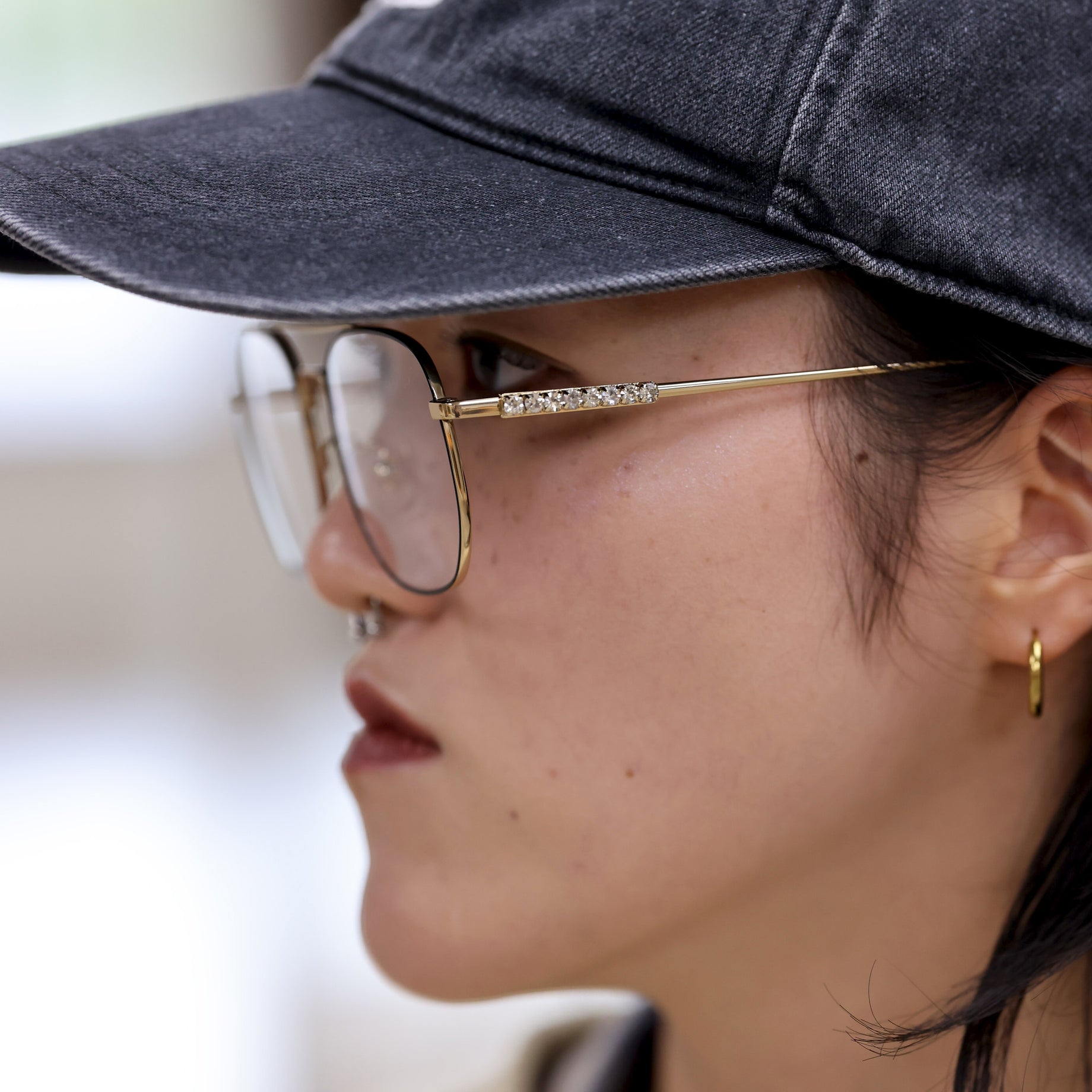 AVIATOR GLASSES WITH RHINESTONES & LOGO （GOLD）