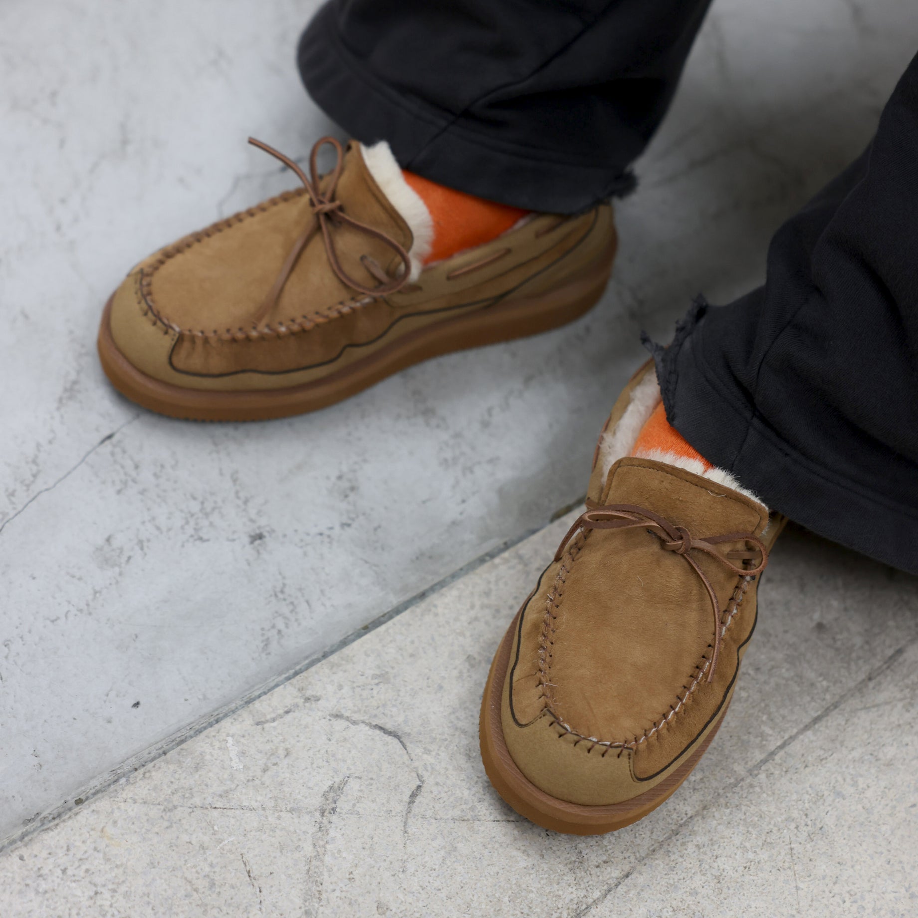 UNUSED × SUICOKE MOUTON MOCCASINS （BROWN）