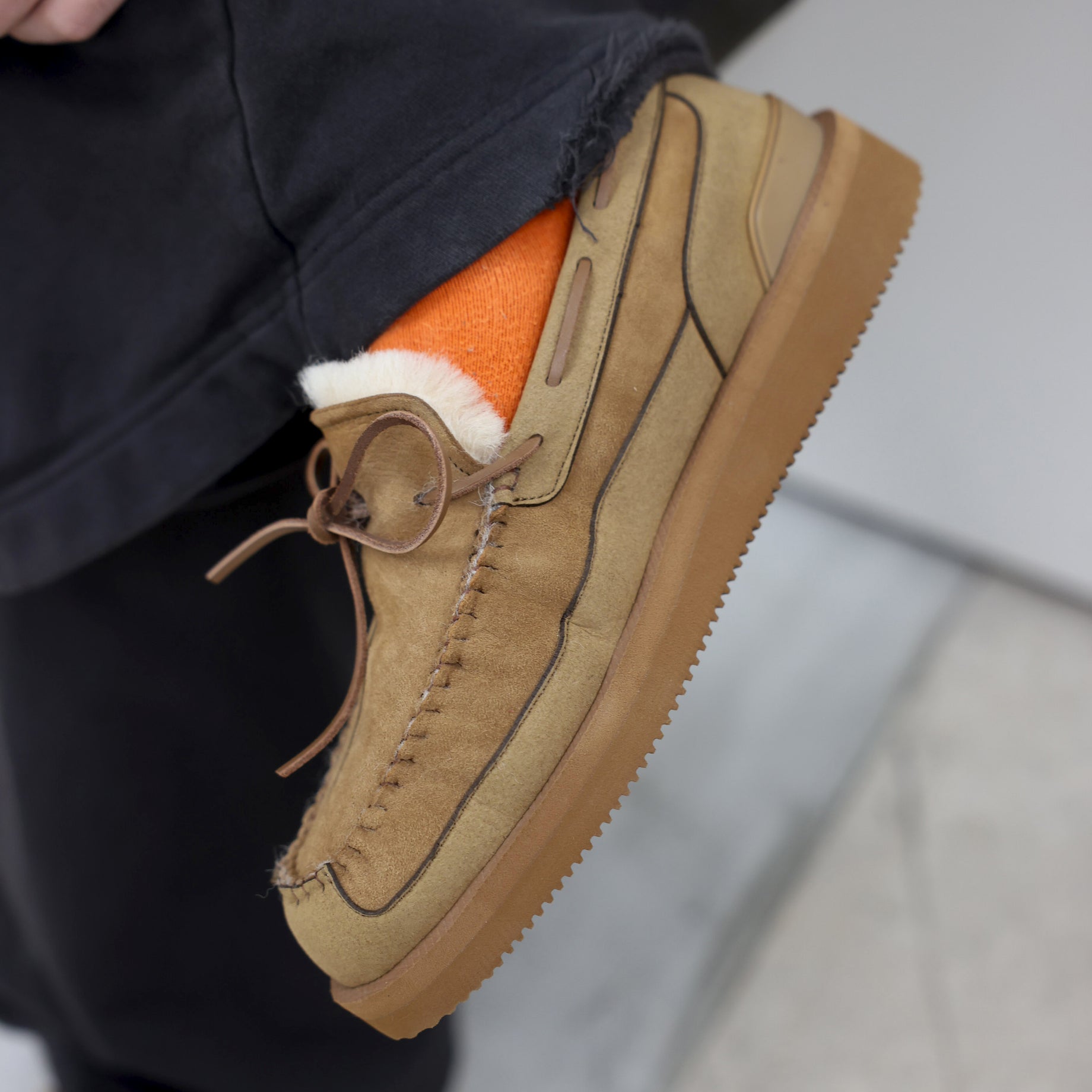 UNUSED × SUICOKE MOUTON MOCCASINS （BROWN）